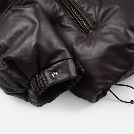 SNOWDON LEATHER DOWN JACKET - BROWN