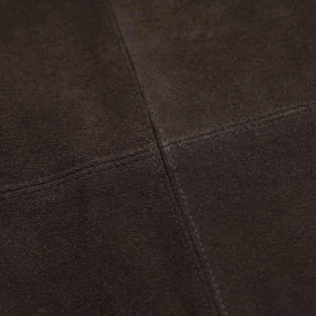 SUEDE FRENCH CAR COAT - DARK BROWN