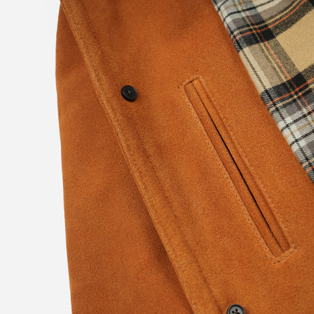 SUEDE FRENCH CAR COAT - CAMEL