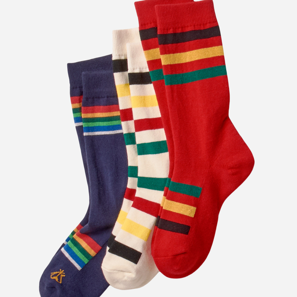 National Park Socks 3 Pack - Red/Ivory/Navy