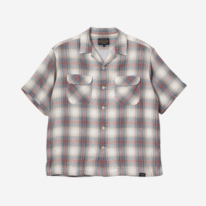 Pendleton - OPEN COLLAR SHIRT - S/S - RUST/NAVY -  - Main Front View