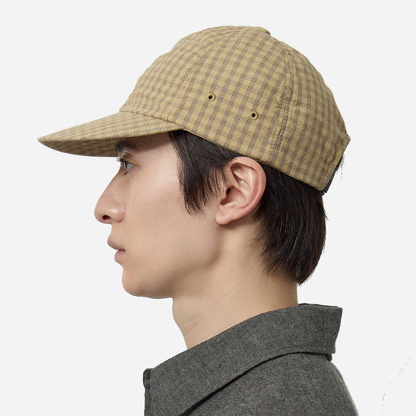 6 PANEL LINEN BASEBALL CAP - YELLOW GLEN CHECK