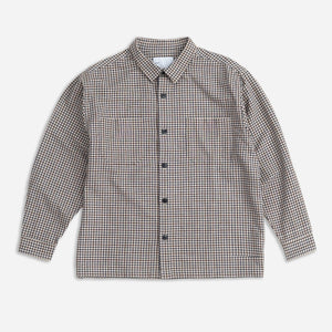 Adsum - FLAT HEM CHECK WORKSHIRT - BEIGE -  - Main Front View