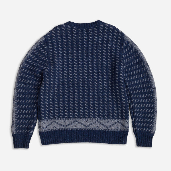 LOGO KNIT CREWNECK SWEATER  - NAVY/GREY