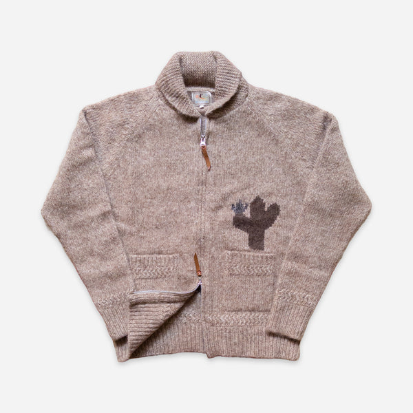 ALPACA HANDMADE COWICHAN CARDIGAN - ARMADILLO