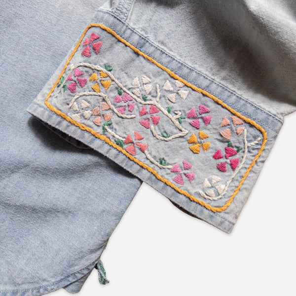 EMBROIDERED CHAMBRAY SHIRT - WASHED AND FADED