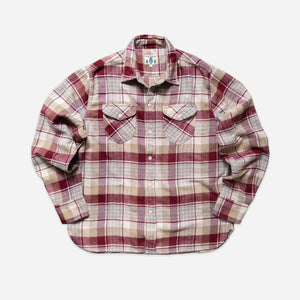 Wythe - Wythe Washed Flannel Workshirt - Merlot Plaid -  - Main Front View