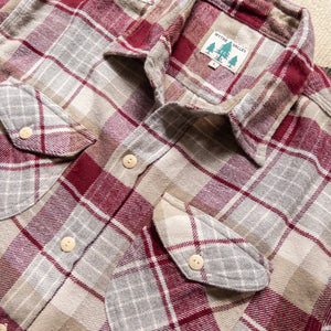 Wythe - Wythe Washed Flannel Workshirt - Merlot Plaid -  - Alternative View 1