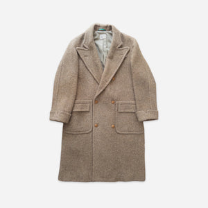 Wythe - Wythe Polo Coat - Olive/Cream Alpaca Twill -  - Main Front View
