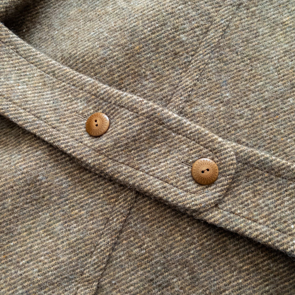 Wythe Polo Coat - Olive/Cream Alpaca Twill