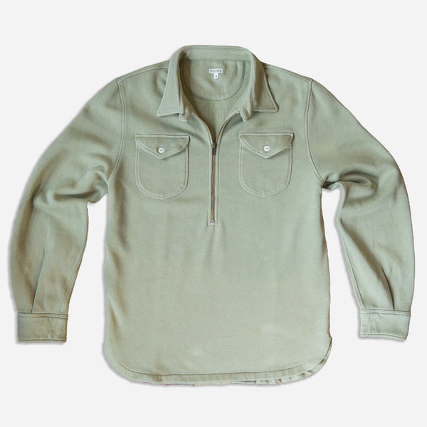 HALF ZIP SWEATSHIRT - FADED OLIVE