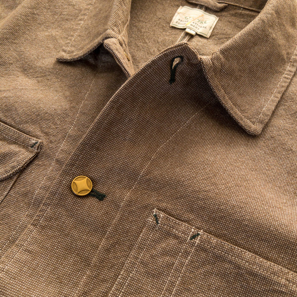 HEAVY PINPOINT CANVAS BARN JACKET - BROWN