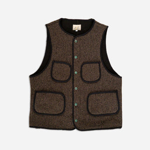 Wythe - BEACHCLOTH WOOL VEST - BROWN -  - Main Front View