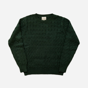 Wythe - Wythe Highland Wool Cableknit Sweater - Evergreen -  - Main Front View