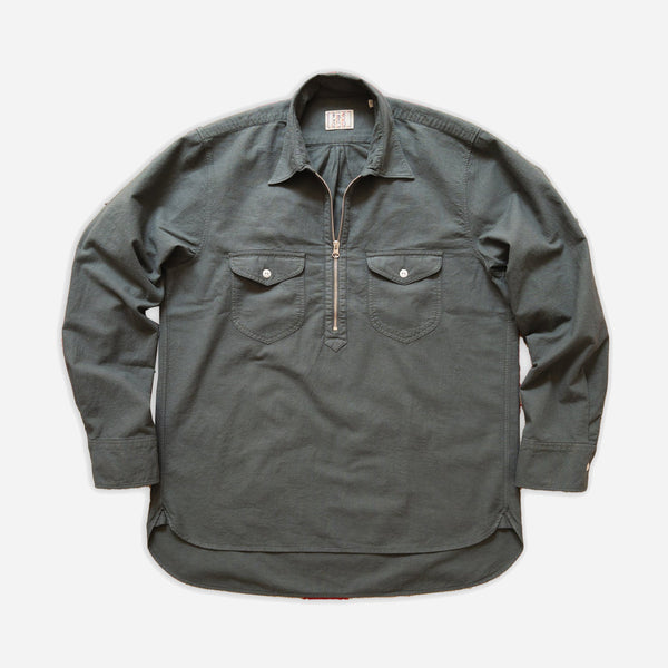 AERTEX HALF ZIP SHIRT - FADED BLACK