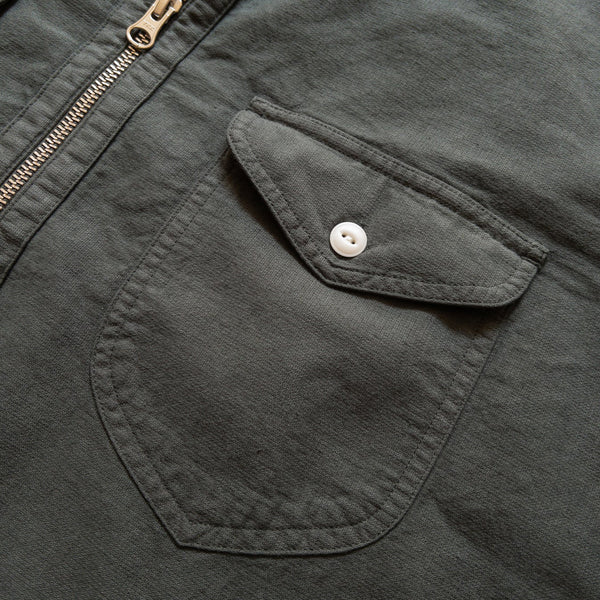 AERTEX HALF ZIP SHIRT - FADED BLACK