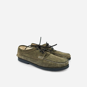 Arrow Moccasin Company - HYANNIS FRINGE MOC - OLIVE SUEDE -  - Main Front View