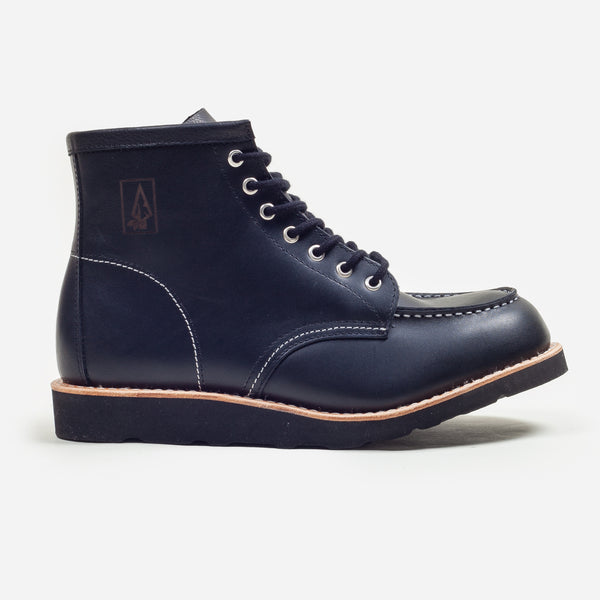 MAINE LEATHER MOC TOE BOOT - BLACK