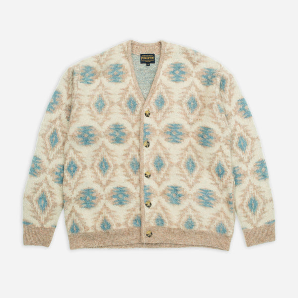 SHAGGY CARDIGAN - BEIGE/BLUE BABY