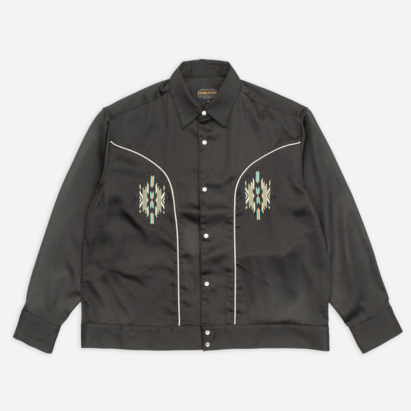 WESTERN SATIN SHIRT - BLACK