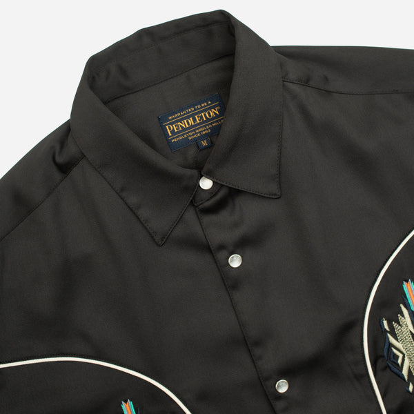 WESTERN SATIN SHIRT - BLACK