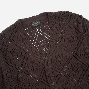 Pendleton - LACE STITCH CARDIGAN - BROWN -  - Alternative View 1