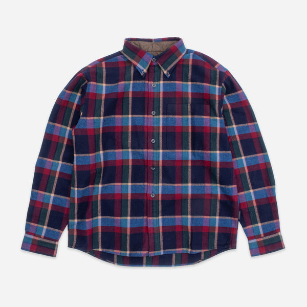 LINED COLLAR SHIRT - BLUE/RED PLAID