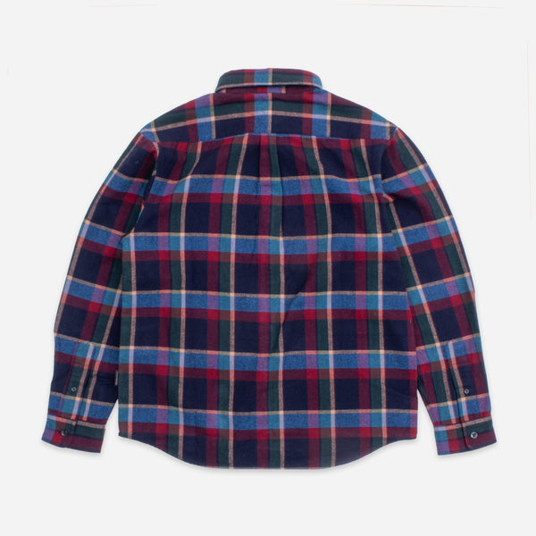 LINED COLLAR SHIRT - BLUE/RED PLAID