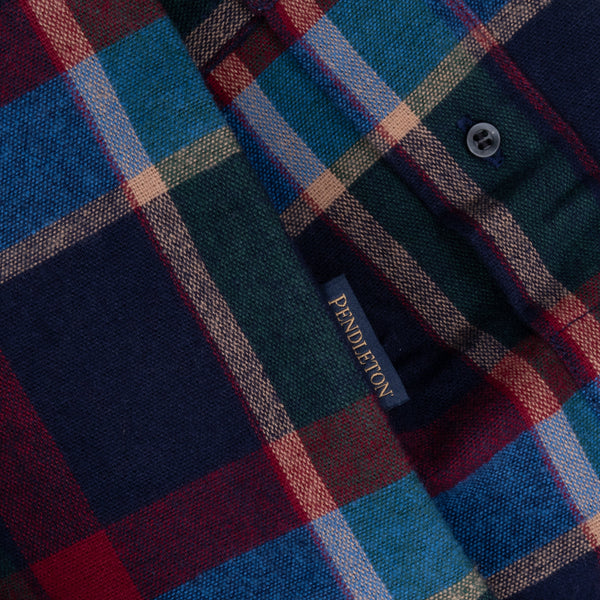 LINED COLLAR SHIRT - BLUE/RED PLAID