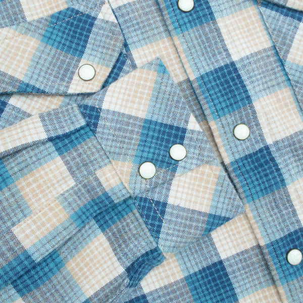 WYATT WESTERN SHIRT - TAN/BLUE PLAID