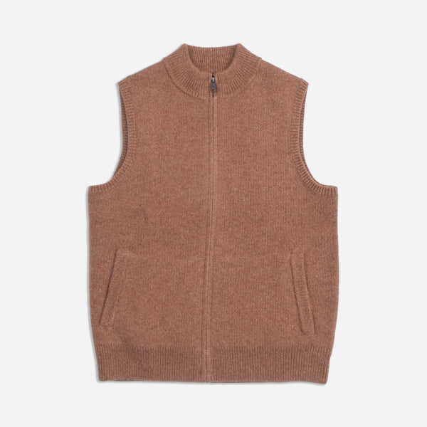 WOOL SWEATER VEST - TAN MIX