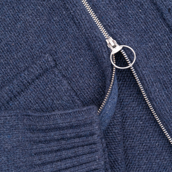 CHUNKY LAMBSWOOL ZIP CARDGIAN - NAVY