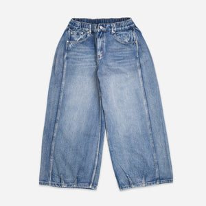 Anglan - SIDE PANEL DENIM BALLOON PANTS - WASHED BLUE -  - Main Front View