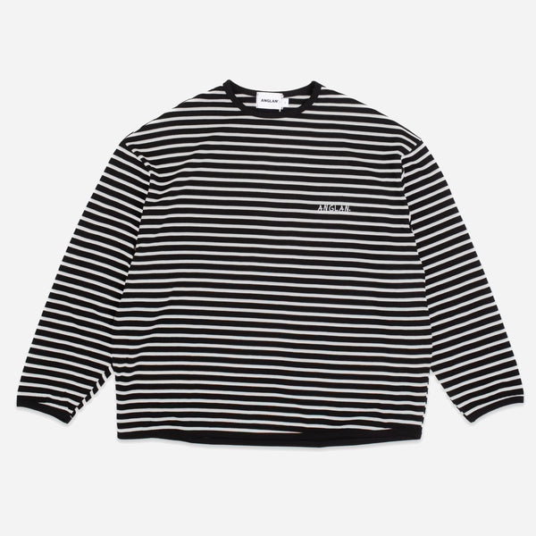 STRIPED LONG SLEEVE TEE - BLACK