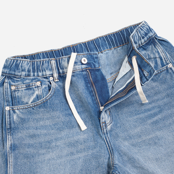 SIDE PANEL DENIM BALLOON PANTS - WASHED BLUE