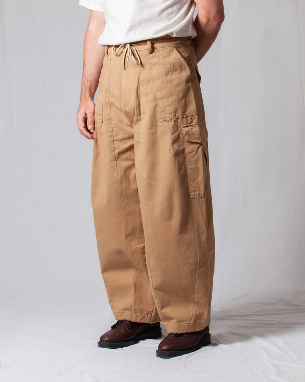 TWILL CARGO BALLOON PANTS - BEIGE
