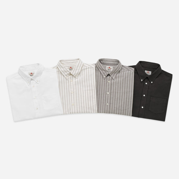 Knickerbocker ''Beefy'' Cotton Oxford Shirt - Mocha & Bone Stripe