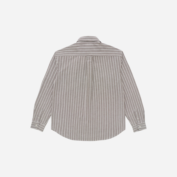 Knickerbocker ''Beefy'' Cotton Oxford Shirt - Mocha & Bone Stripe