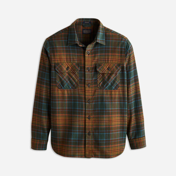 BURNSIDE SHIRT - OLIVE/BLUE/RUST PLAID