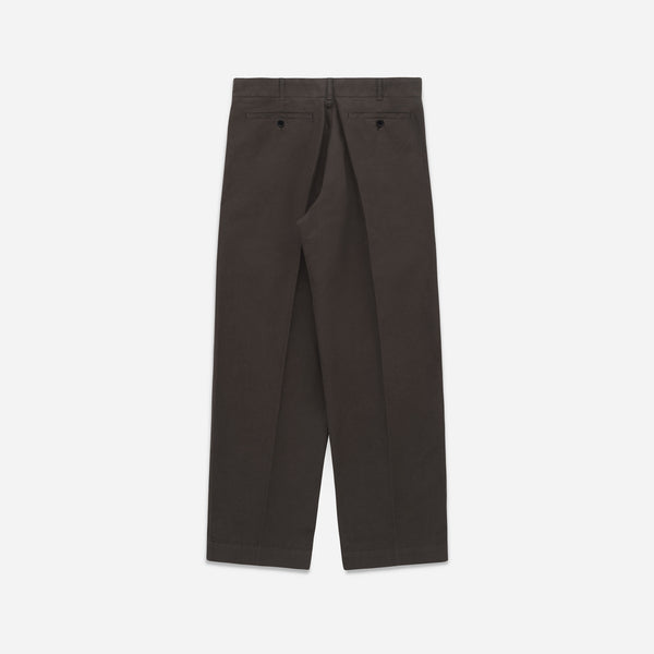 CANAL PLEATED TWILL & LINEN TROUSER - BLACK OLIVE