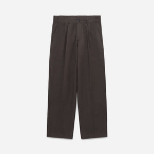 Knickerbocker - CANAL PLEATED TWILL & LINEN TROUSER - BLACK OLIVE -  - Main Front View