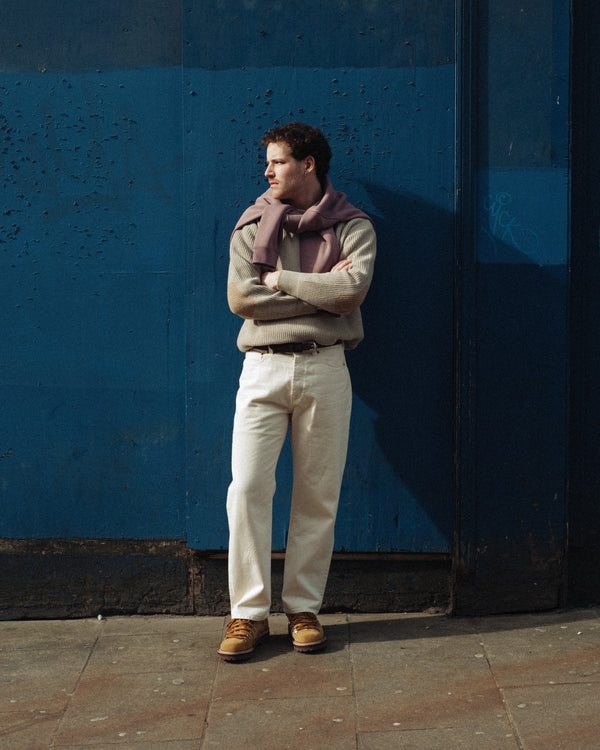 SELVEDGE STRAIGHT LEG DENIM JEAN - ECRU