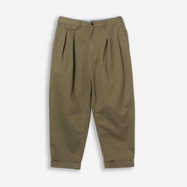 DOUBLE PLEATED TAPERED CHINO PANT - OLIVE
