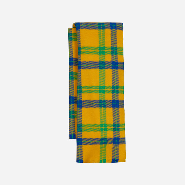CHECKED WOOLLEN SCARF - APRICOT/GREEN