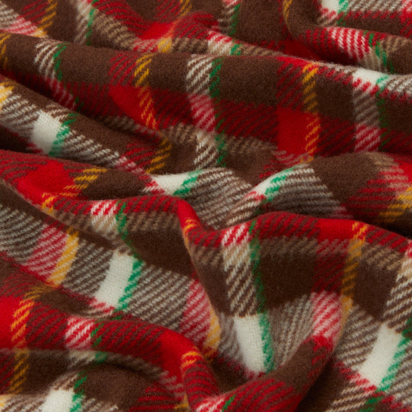 CHECKED WOOLLEN SCARF - RED/BROWN