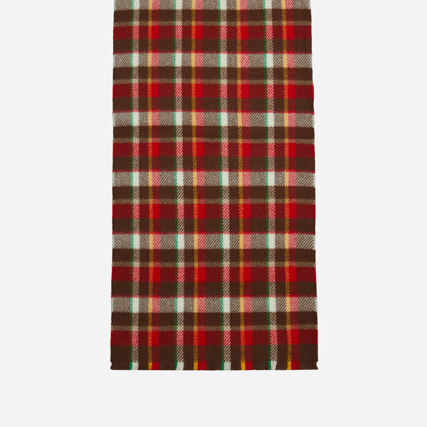 CHECKED WOOLLEN SCARF - RED/BROWN