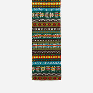 Drakes - FAIRISLE SCARF - KHAKI/BURGUNDY -  - Alternative View 1