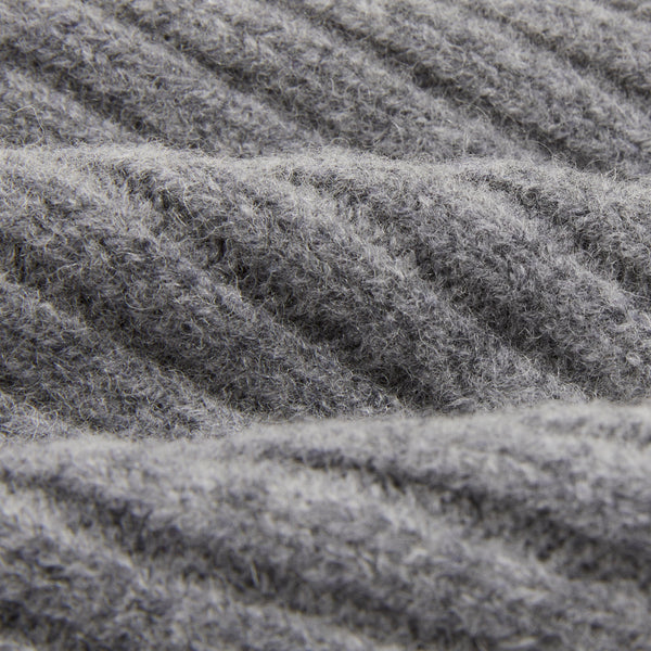 LAMBSWOOL RIBBED BEANIE - GREY