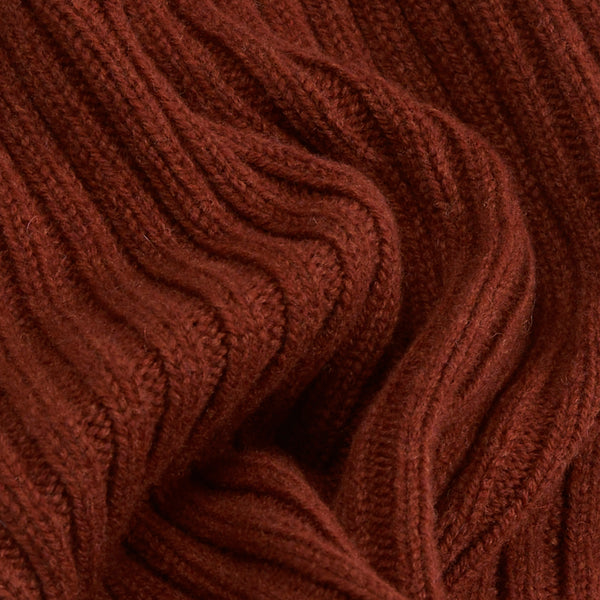 Drake's Lambswool Ribbed Knit Beanie - Sienna