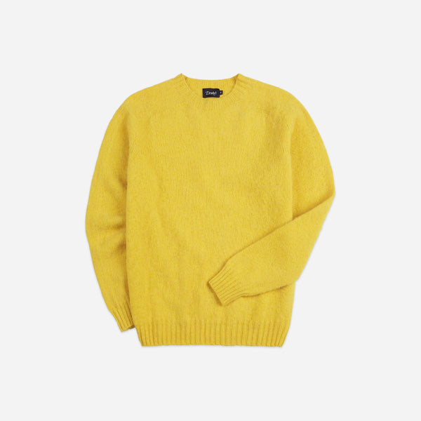 Drake's Shetland Crew Neck Jumper - Sunshine Yellow